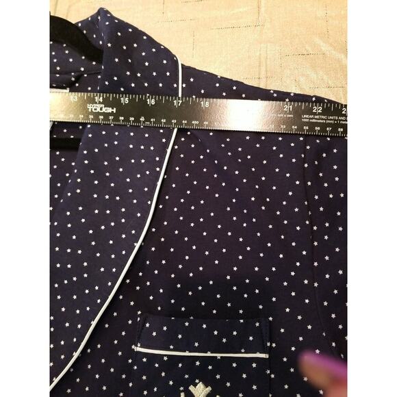 Vintage Ashley Taylor  L Women's Blue Micro Star Snowflake Embroidered T Robe... - Picture 6 of 9